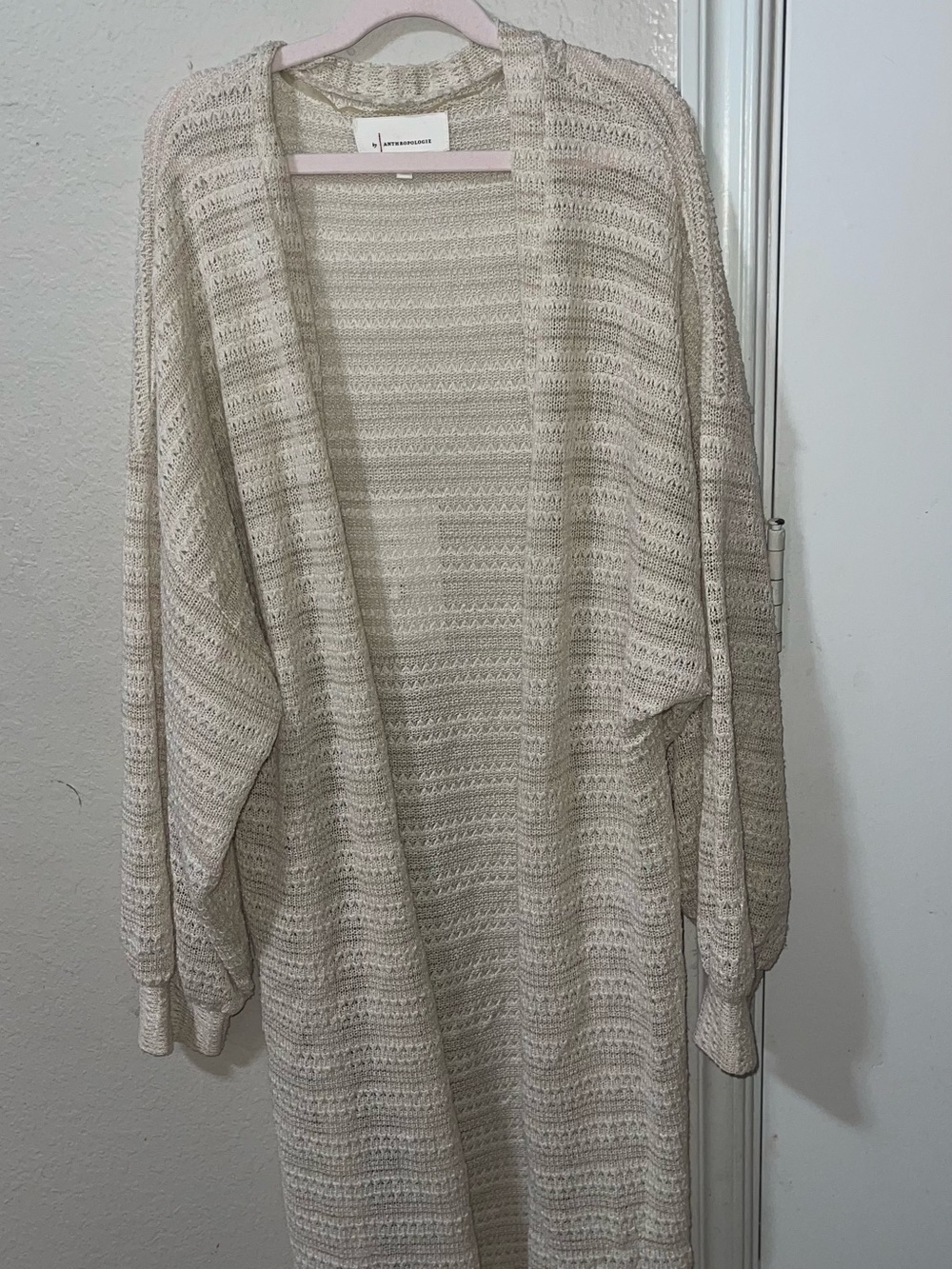 Anthropologie One Size Cream Open-Front Knit Cardigan